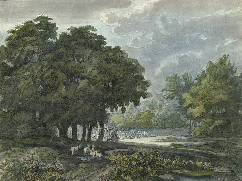 1696-Jacobus van Liender - Pastori con il gregge in un paesaggio boschivo